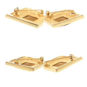 美品 クリスチャンディオール メタル ラインストーン カラーストーン ゴールド ブローチ 0086【中古】Christian Dior
