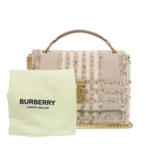 新品同様 バーバリー TB ローラバッグ キャンバス ツイード ベージュ チェーン ショルダーバッグ 0088【中古】BURBERRY