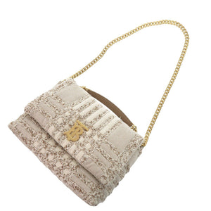 新品同様 バーバリー TB ローラバッグ キャンバス ツイード ベージュ チェーン ショルダーバッグ 0088【中古】BURBERRY