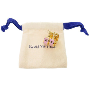 美品 ルイ ヴィトン ピアス ナノグラム エナメル M01831 メタル ピンク LV 0175【中古】LOUIS VUITTON