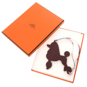 新品同様 エルメス プティアッシュ トイプードル レザー ブラウン グリーン バッグチャーム 0194 【中古】 HERMES