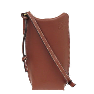 新品同様 ロエベ ゲートポケット レザー ブラウン ショルダーバッグ 0281【中古】LOEWE