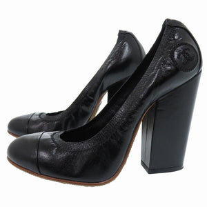 美品 シャネル ココマーク チャンキーヒール G26184 サイズ37 1/2 パンプス レザー ブラック 0285【中古】 CHANEL
