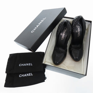美品 シャネル ココマーク チャンキーヒール G26184 サイズ37 1/2 パンプス レザー ブラック 0285【中古】 CHANEL