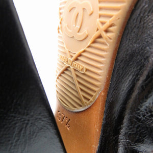 美品 シャネル ココマーク チャンキーヒール G26184 サイズ37 1/2 パンプス レザー ブラック 0285【中古】 CHANEL