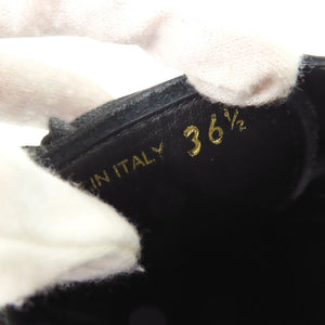 美品 プラダ プラットフォーム 厚底 ウィングチップ サイズ36 1/2 レザー ラバー ブラック レザーシューズ ローファー 黒 0299【中古】PRADA
