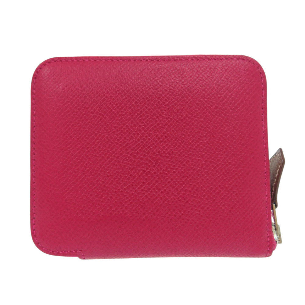 美品 エルメス アザップシルクインコンパクト Silk-In Compact Z刻印(2021年製) シルバー金具 バレニア エプソン フランボワーズ ナタ ピンク クリーム コインケース 0309【中古】HERMES