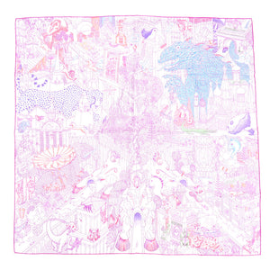 美品 エルメス カレ90 アニマポリス Animapolis シルク パープル スカーフ 0318【中古】HERMES