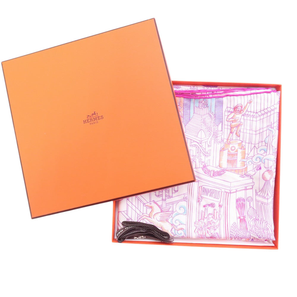 美品 エルメス カレ90 アニマポリス Animapolis シルク パープル スカーフ 0318【中古】HERMES