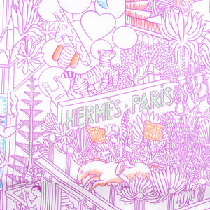 美品 エルメス カレ90 アニマポリス Animapolis シルク パープル スカーフ 0318【中古】HERMES