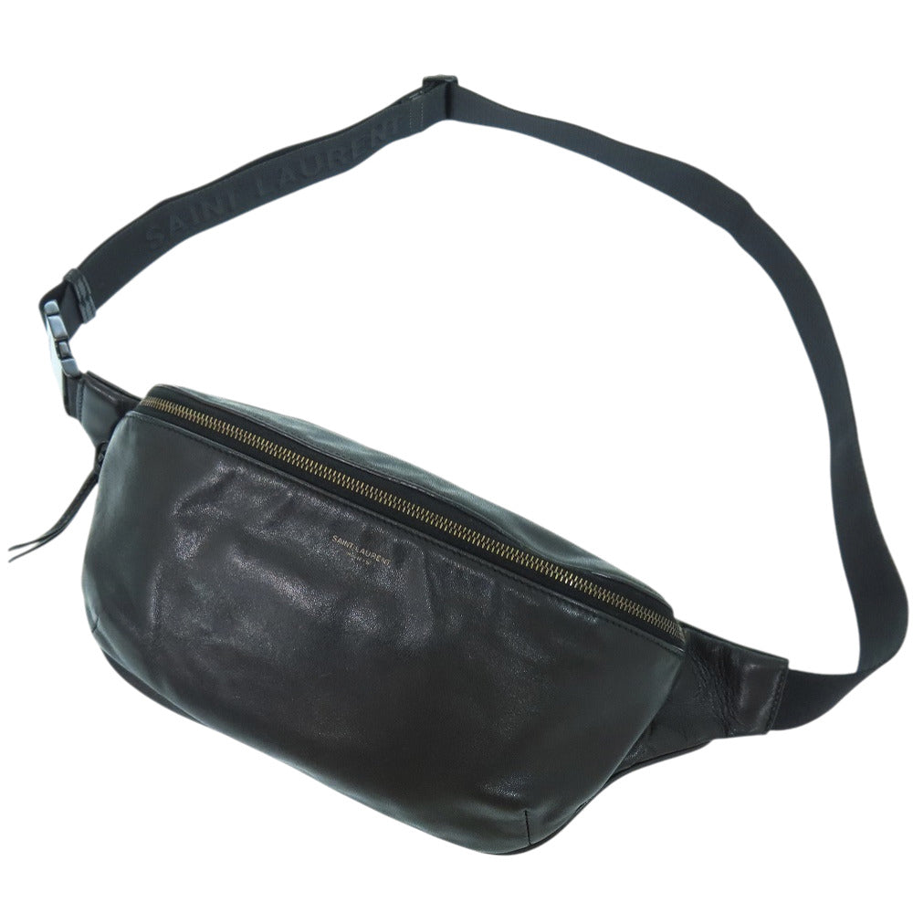 サンローランパリ レザーボディバッグ FLY505671 レザー ブラック ウエストバッグ 黒 0323【中古】SAINT LAURENT PARIS メンズ