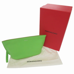 新品同様 サルヴァトーレフェラガモ 241390 レザー グリーン クラッチバッグ 緑 0359【中古】Salvatore Ferragamo メンズ