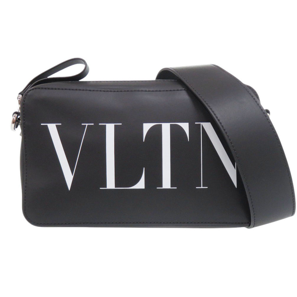美品 ヴァレンティノ ガラヴァーニ VLTN レザー ブラック ショルダーバッグ 黒 0361【中古】Valentino Garavani