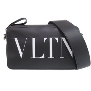 美品 ヴァレンティノ ガラヴァーニ VLTN レザー ブラック ショルダーバッグ 黒 0361【中古】Valentino Garavani
