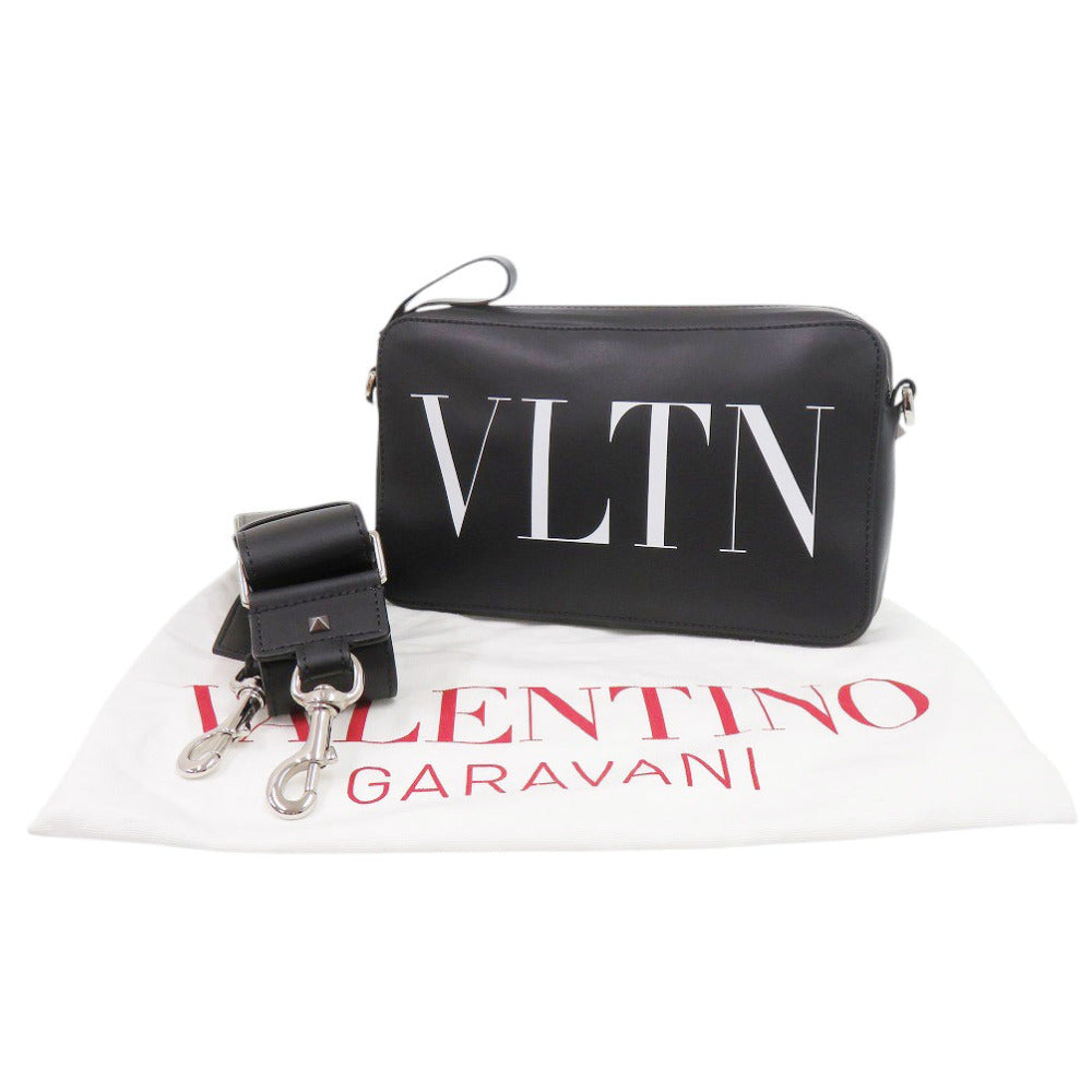 美品 ヴァレンティノ ガラヴァーニ VLTN レザー ブラック ショルダーバッグ 黒 0361【中古】Valentino Garavani