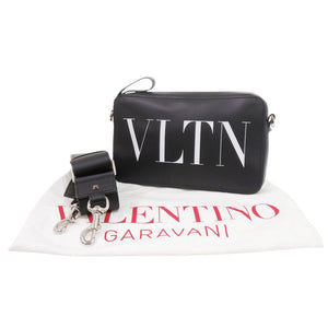美品 ヴァレンティノ ガラヴァーニ VLTN レザー ブラック ショルダーバッグ 黒 0361【中古】Valentino Garavani