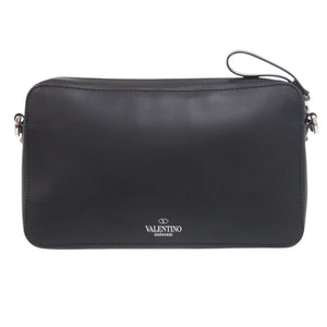 美品 ヴァレンティノ ガラヴァーニ VLTN レザー ブラック ショルダーバッグ 黒 0361【中古】Valentino Garavani