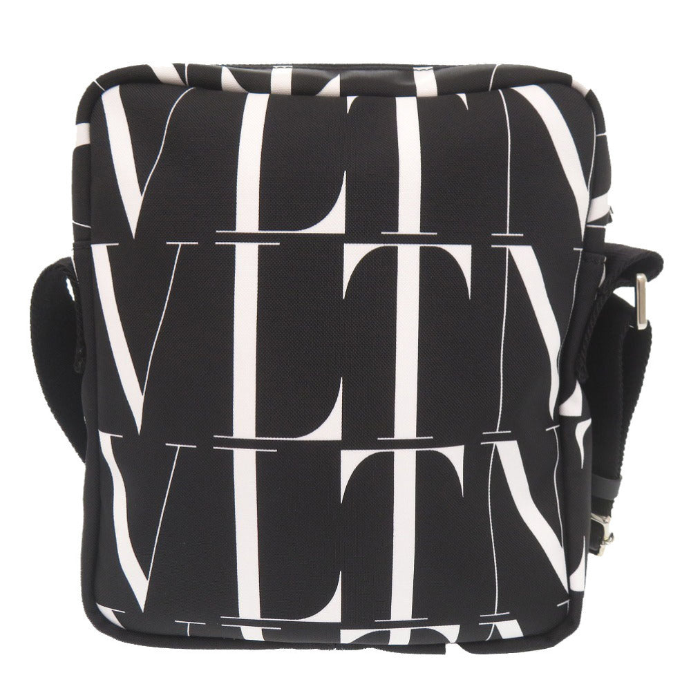美品 ヴァレンティノ ガラヴァーニ ロゴプリント ナイロン ブラック ホワイト ショルダーバッグ 黒 0362【中古】Valentino Garavani