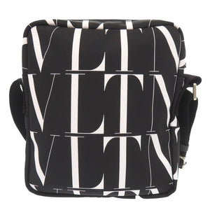 美品 ヴァレンティノ ガラヴァーニ ロゴプリント ナイロン ブラック ホワイト ショルダーバッグ 黒 0362【中古】Valentino Garavani