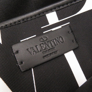 美品 ヴァレンティノ ガラヴァーニ ロゴプリント ナイロン ブラック ホワイト ショルダーバッグ 黒 0362【中古】Valentino Garavani