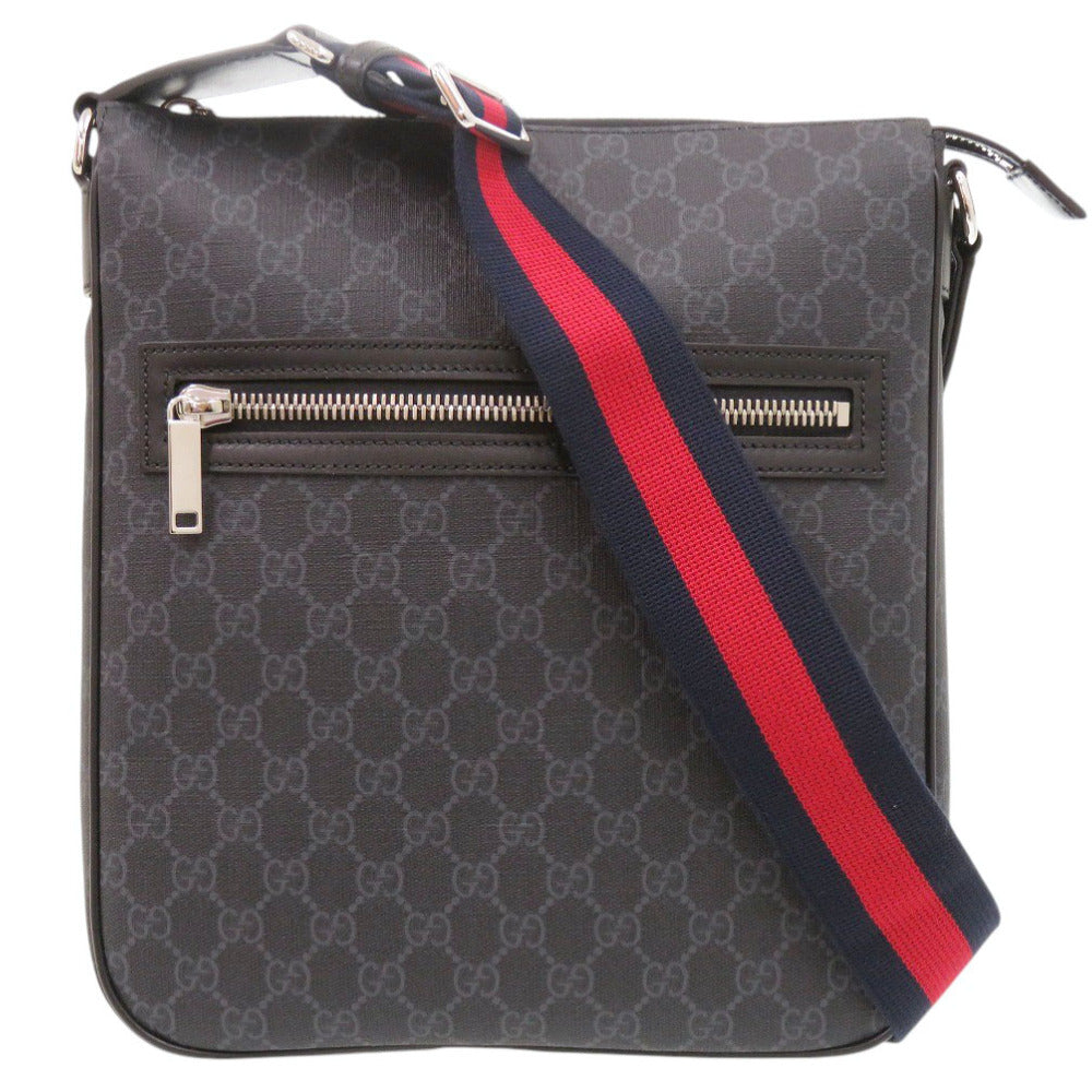 新品同様 グッチ 792081 GGスプリームキャンバス ブラック ショルダーバッグ 黒 0372【中古】GUCCI メンズ