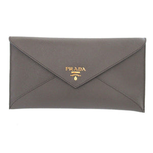 美品 プラダ 1M1175 サフィアーノレザー グラファイト 財布 ドキュメントケース 0380【中古】PRADA
