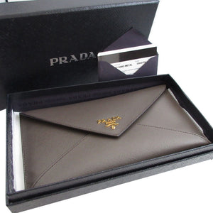 美品 プラダ 1M1175 サフィアーノレザー グラファイト 財布 ドキュメントケース 0380【中古】PRADA