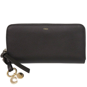未使用 クロエ アルファベット ラウンドジップ CHC21WP941F57001 レザー ブラック 長財布 黒 0381【中古】Chloe