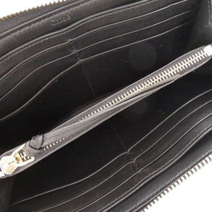 未使用 クロエ アルファベット ラウンドジップ CHC21WP941F57001 レザー ブラック 長財布 黒 0381【中古】Chloe