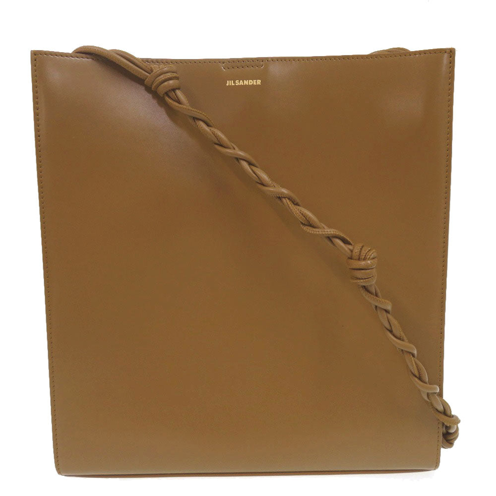 新品同様 ジルサンダー タングル ミディアム ゴールド金具 ショルダーバッグ レザー ブラウン 茶 0393【中古】JIL SANDER