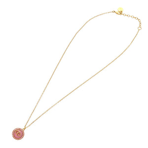 美品 クリスチャン ディオール PETIT CD ロゴ ストーン メタル ピンク ゴールド ネックレス アクセサリー 0398 【中古】 Christian Dior