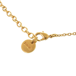 美品 クリスチャン ディオール PETIT CD ロゴ ストーン メタル ピンク ゴールド ネックレス アクセサリー 0398 【中古】 Christian Dior