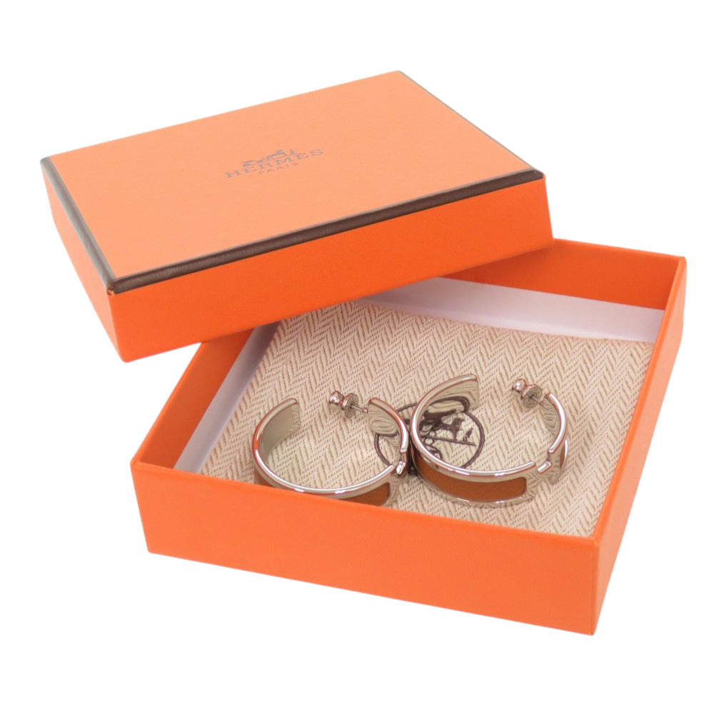 新品同様 エルメス オランプ ヴォーエプソン ゴールド シルバー金具 ピアス アクセサリー 0399 【中古】 HERMES