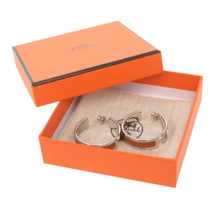 新品同様 エルメス オランプ ヴォーエプソン ゴールド シルバー金具 ピアス アクセサリー 0399 【中古】 HERMES