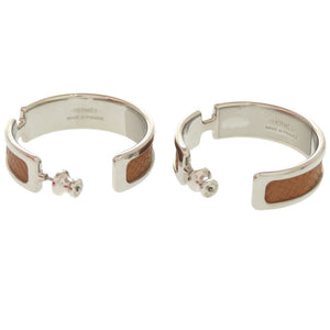 新品同様 エルメス オランプ ヴォーエプソン ゴールド シルバー金具 ピアス アクセサリー 0399 【中古】 HERMES