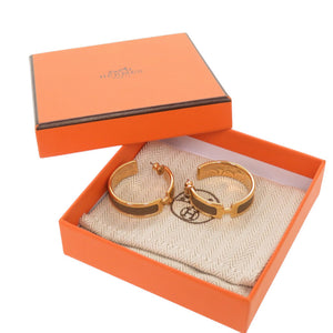 新品同様 エルメス オランプ ヴォーエプソン エトゥープ ゴールド金具 ピアス アクセサリー 0400 【中古】 HERMES