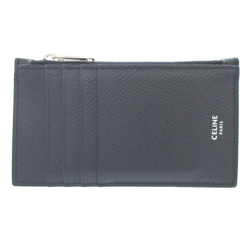 美品 セリーヌ コンパクト ジップ カードホルダー 19年製 レザー ネイビー 紺 フラグメントケース 0410【中古】CELINE
