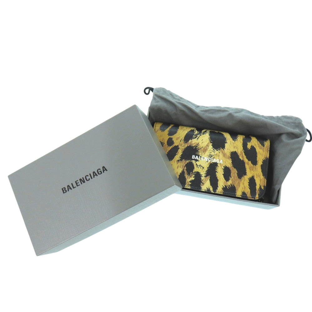 美品 バレンシアガ チェーンショルダーバッグ レオパード 593785 ショルダーバッグ レザー レオパード 0414【中古】BALENCIAGA