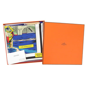 未使用品 エルメス カレ90 ダブルフェイス Wow 903463S 04 シルク ブルージーン スカーフ 青 0425【中古】HERMES