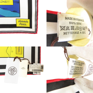 未使用品 エルメス カレ90 ダブルフェイス Wow 903463S 04 シルク ブルージーン スカーフ 青 0425【中古】HERMES