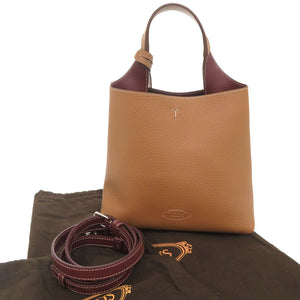 未使用 トッズ Tタイムレス ミニ レザー ブラウン 2WAY ハンドバッグ ショルダーバッグ 茶 0430【中古】TOD’S