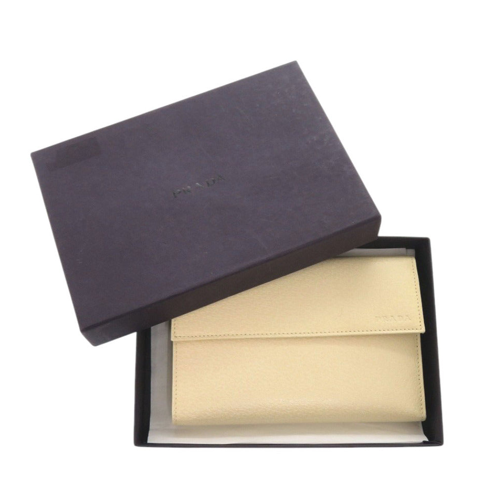 プラダ 1M0510 レザー corda ベージュ 三つ折り財布 0431【中古】PRADA