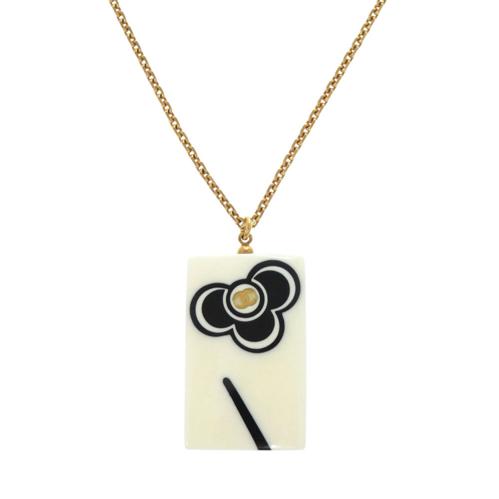 美品 シャネル フラワー ココマーク 02P プラスチック ホワイト ブラック ネックレス アクセサリー 0432 【中古】 CHANEL