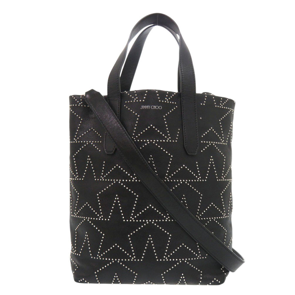 ジミーチュウ ソフィア スタースタッズ レザー ブラック 2way トートバッグ 黒 0441【中古】JIMMY CHOO
