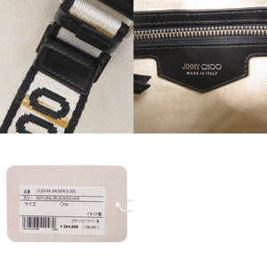 美品 ジミーチュウ EVAN キャンバス/レザー ホワイト バックパック ショルダーバッグ 白 0447【中古】JIMMY CHOO
