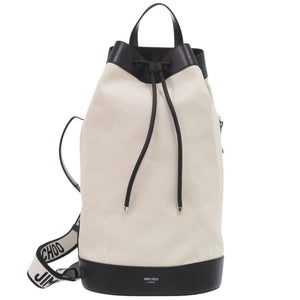美品 ジミーチュウ EVAN キャンバス/レザー ホワイト バックパック ショルダーバッグ 白 0447【中古】JIMMY CHOO