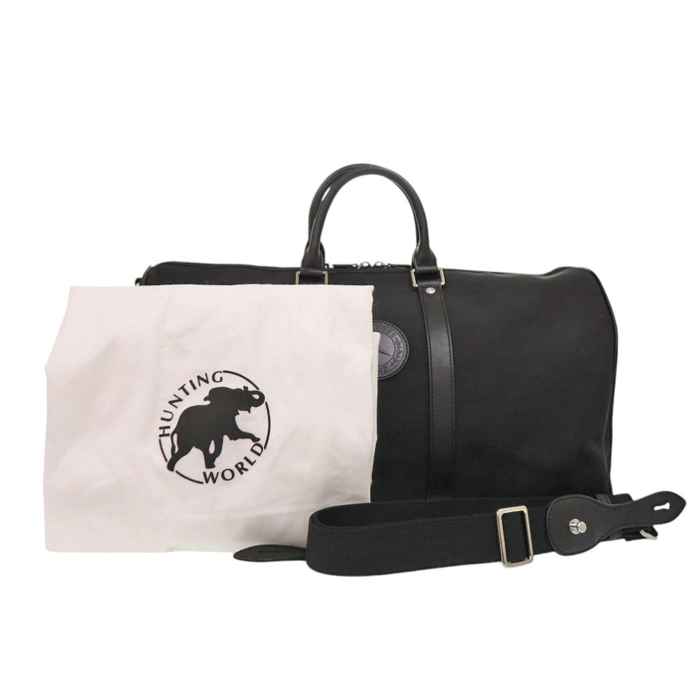美品 ハンティングワールド メルセデスベンツ コラボ ナイロン レザー ブラック ボストンバッグ 黒 0450【中古】HUNTING WORLD