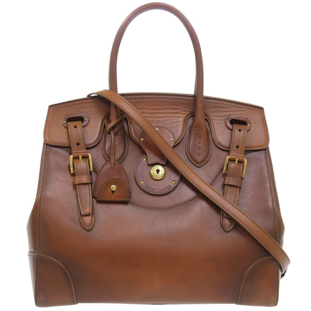 新品同様 ラルフローレン リッキー 33 レザー ブラウン ハンドバッグ 茶 0451【中古】RALPH LAUREN