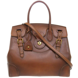 新品同様 ラルフローレン リッキー 33 レザー ブラウン ハンドバッグ 茶 0451【中古】RALPH LAUREN