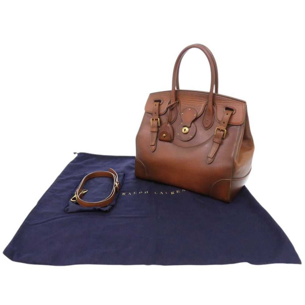 新品同様 ラルフローレン リッキー 33 レザー ブラウン ハンドバッグ 茶 0451【中古】RALPH LAUREN